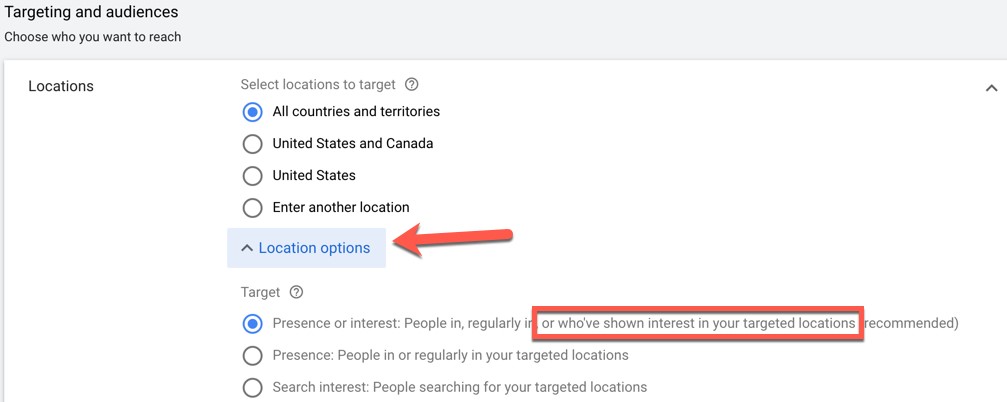 google ads location targeting